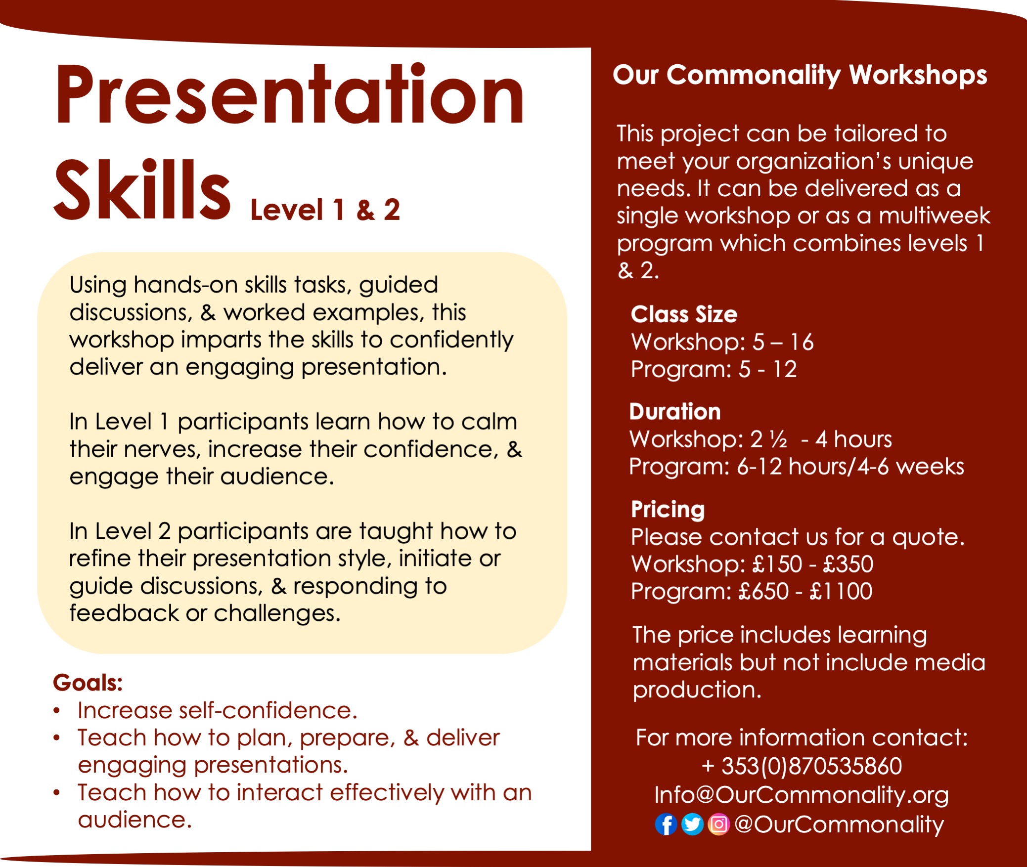 Presentation Skills  Project plan for website